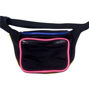 Black Fanny Pack with Pink and Blue Accents